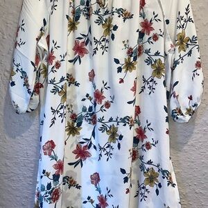 Floral Maxi Dress - White with Multicolor Floral Print